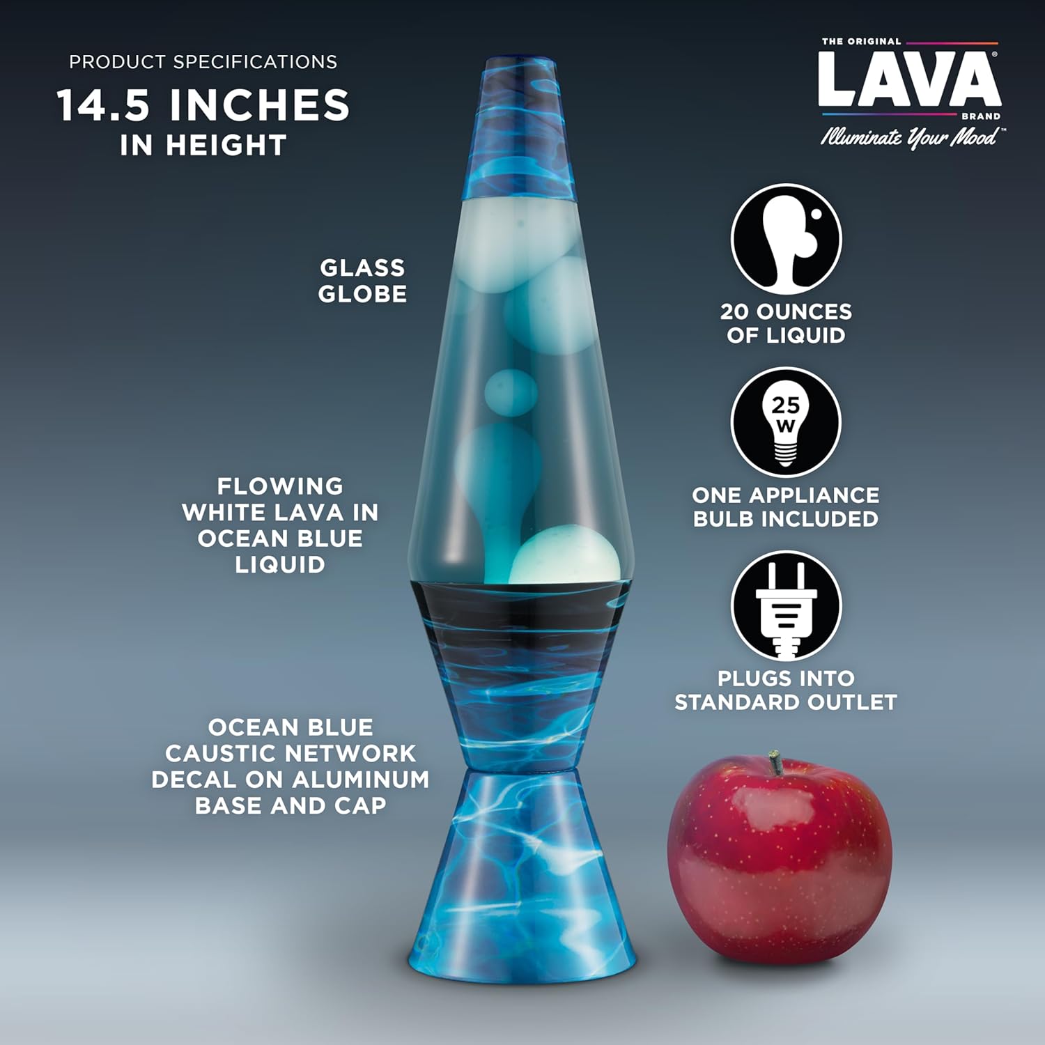 The Original Lava? Lamp - 14.5 Night Swim - Classic Liquid Motion Lamp - White Wax and Blue Liquid - Item #2095 (Amazon Exclusive) - Image 3